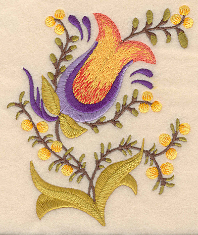 Embroidery Design: Flower C <br>4.11"w X 5.00"h