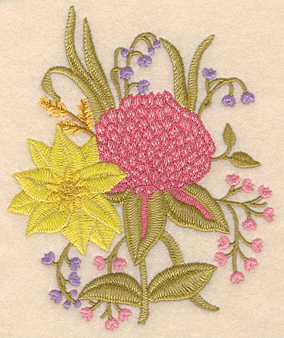 Embroidery Design: Floral arrangement <br>4.07"w X 5.00"h