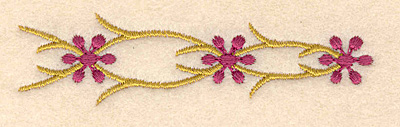 Embroidery Design: Floral accent A <br>3.50"w X 0.94"h