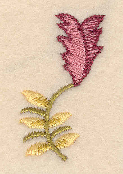 Embroidery Design: Floral accent D <br>1.02"w X 1.78"h