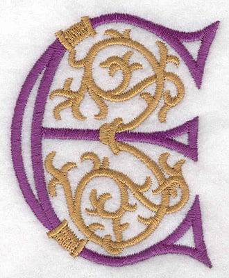 Embroidery Design: Festive Alphabet E large <br>2.90"w X 3.55"h