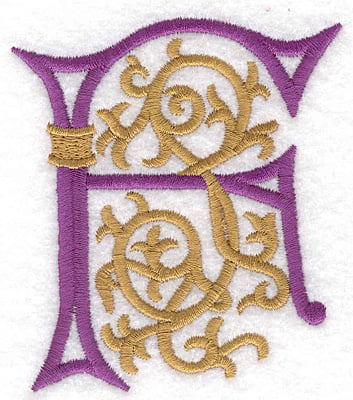 Embroidery Design: Festive Alphabet F large <br>3.10"w X 3.54"h