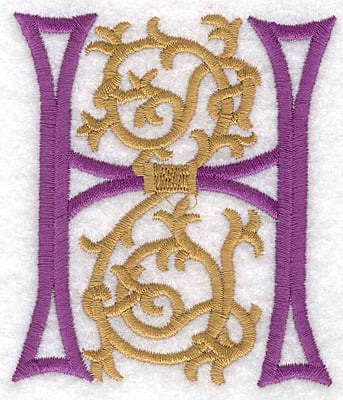 Embroidery Design: Festive Alphabet H large <br>3.04"w X 3.50"h
