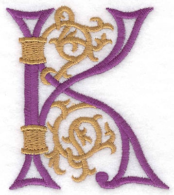 Embroidery Design: Festive Alphabet K large <br>3.07"w X 3.50"h