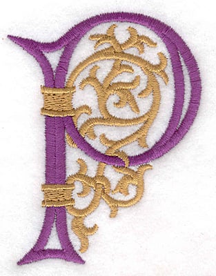 Embroidery Design: Festive Alphabet P large <br>2.69"w X 3.53"h