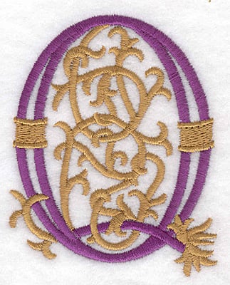 Embroidery Design: Festive Alphabet Q large <br>2.99"w X 3.76"h