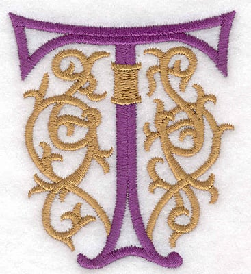 Embroidery Design: Festive Alphabet T large <br>3.07"w X 3.50"h