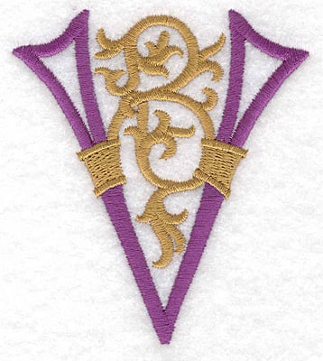 Embroidery Design: Festive Alphabet V large <br>3.10"w X 3.50"h