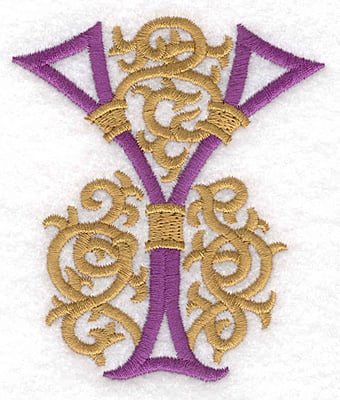 Embroidery Design: Festive Alphabet Y large <br>2.99"w X 3.53"h