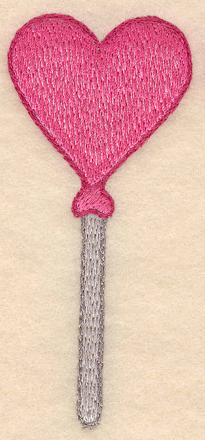 Embroidery Design: Heart shaped lollipop  <br>1.67"w X 3.86"h