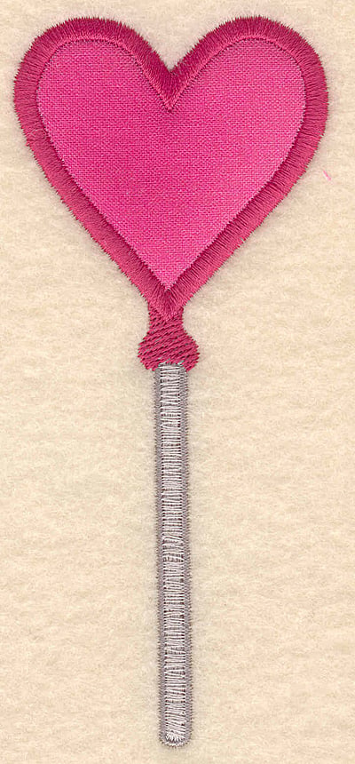 Embroidery Design: Heart shaped lollipop applique  <br>2.16"w X 5.00"h