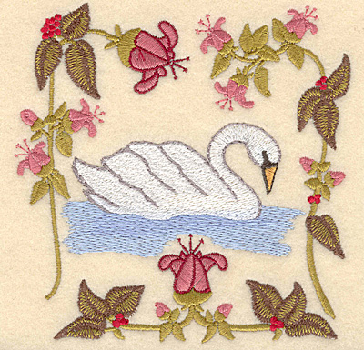 Embroidery Design: G Seven swans a-swimming<br>4.97w X 5.00h