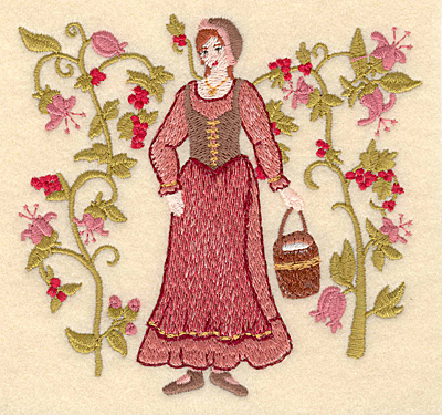 Embroidery Design: H Eight maids a-milking<br>4.73w X 5.00h