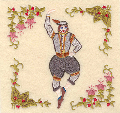 Embroidery Design: J Ten lords a-leaping<br>4.98w X 5.00h