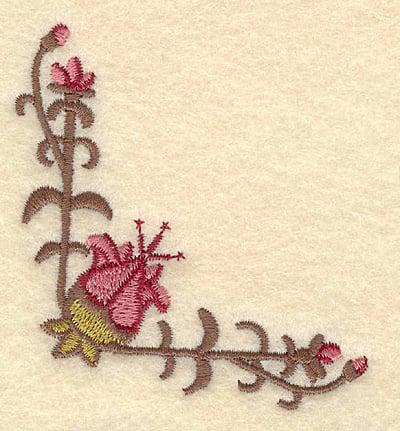 Embroidery Design: Floral corner<br>3.02w X 3.06h