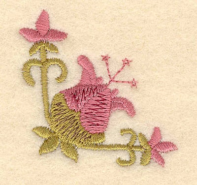 Embroidery Design: Flower with buds<br>1.87w x 2.01h