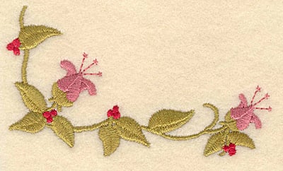 Embroidery Design: Two flowers with berries<br>3.90w x 2.17h