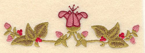 Embroidery Design: Flower buds and berries<br>5.00w X 1.62h