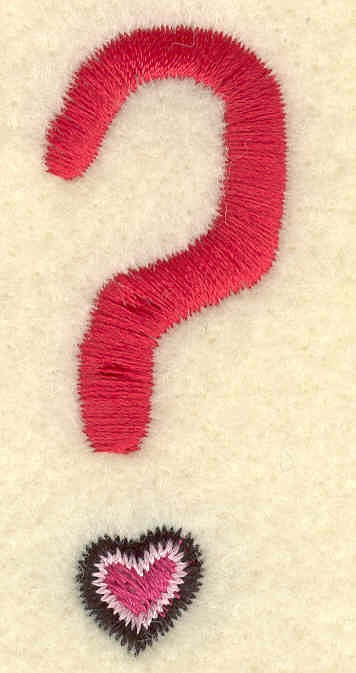 Embroidery Design: Question mark<br>0.85w X 2.13h
