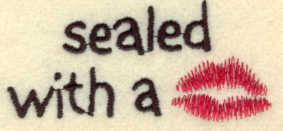 Embroidery Design: Sealed with a kiss<br>3.67w X 1.72h