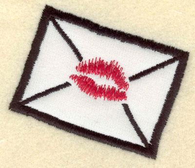 Embroidery Design: Applique envelope with lips<br>3.30w X 2.89h