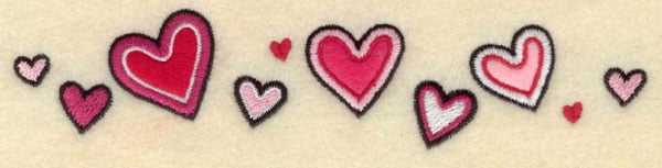 Embroidery Design: Heart border appliques<br>7.04w X 1.57h | Embroidery Legacy Embroidery Design: Heart border appliques<br>7.04w X 1.57h