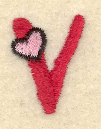 Embroidery Design: Lowercase v<br>0.89w X 1.11h
