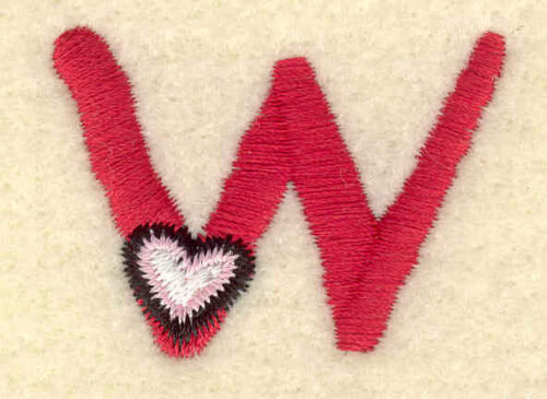 Embroidery Design: Lowercase w<br>1.69w X 1.22h