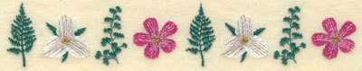 Embroidery Design: Fern and Floral Border<br>7.72w X 1.44h