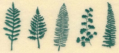 Embroidery Design: Medium Row of Ferns<br>6.93w X 3.08h