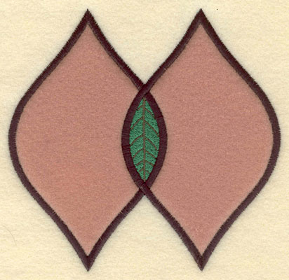 Embroidery Design: Double Leaf Motif Large Applique<br>5.18w X 5.02h