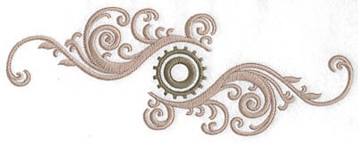 Embroidery Design: Cog and swirls double large <br> 10.01w X 3.76h