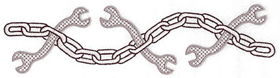 Embroidery Design: Chain and wrenches large<br> 10.01w X 2.62h