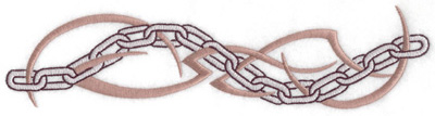 Embroidery Design: Chain link with tribal design large<br> 10.05w X 2.47h