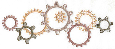 Embroidery Design: Gears large<br> 10.03w X 4.18h