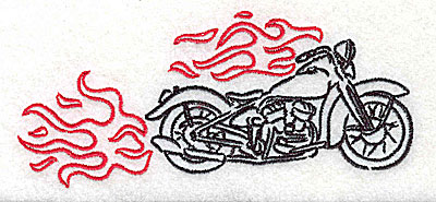 Embroidery Design: Motorcycle A with flames large<br> 4.98w X 2.19h