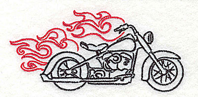 Embroidery Design: Motorcycle F with flames small<br> 3.86w X 1.82h