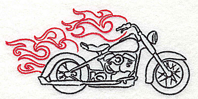 Embroidery Design: Motorcycle F with flames large<br> 4.98w X 2.35h