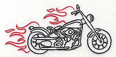 Embroidery Design: Motorcycle H with flames large<br> 4.98w X 2.33h