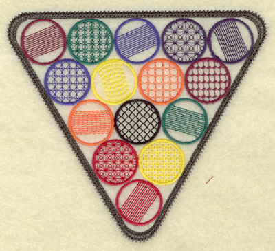 Embroidery Design: Rack of billiard balls large<br> 5.58w X 4.98h