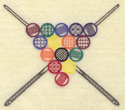 Embroidery Design: Cue sticks and racked balls<br> 5.48w X 4.88h