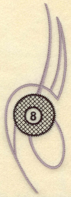 Embroidery Design: Eight ball with stylized swirl large<br>  2.26h X 4.97h
