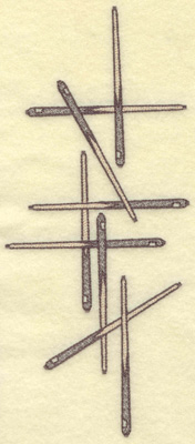 Embroidery Design: Cue sticks horizontal arrangement<br> 4.14w X 9.57h