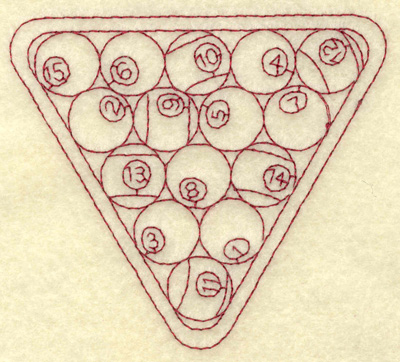 Embroidery Design: Rack of billiard balls redwork<br> 3.86w X 3.44h