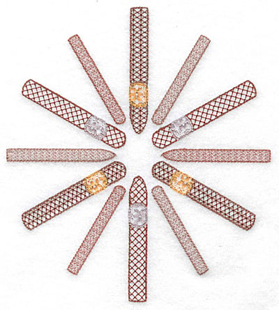 Embroidery Design: Cigars in a circle large<br> 6.31w X 7.10h