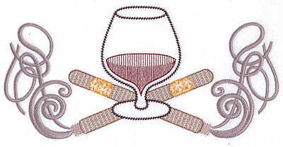 Embroidery Design: Brandy snifter with crossed cigars large<br> 10.05w X 4.86h