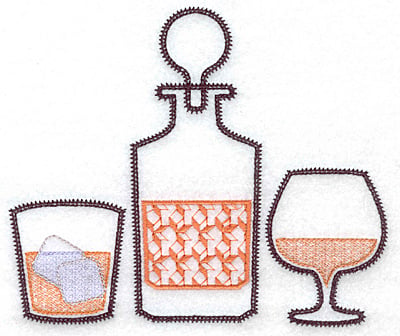 Embroidery Design: Glass decanter snifter large<br> 5.87w X 4.99h