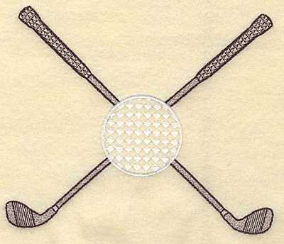Embroidery Design: Crossed golf clubs and ball large<br> 5.72w X 4.77h