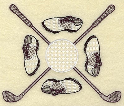 Embroidery Design: Golf clubs ball and shoes large<br> 6.06w X 4.93h | Embroidery Legacy Embroidery Design: Golf clubs ball and shoes large<br> 6.06w X 4.93h