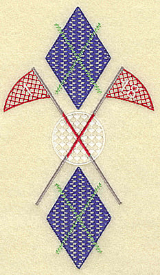 Embroidery Design: Golf ball plaid and flag poles large<br> 4.00w X 6.98h